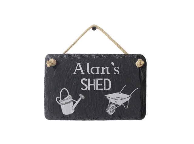 hand cut welsh slate garden sign for your shed